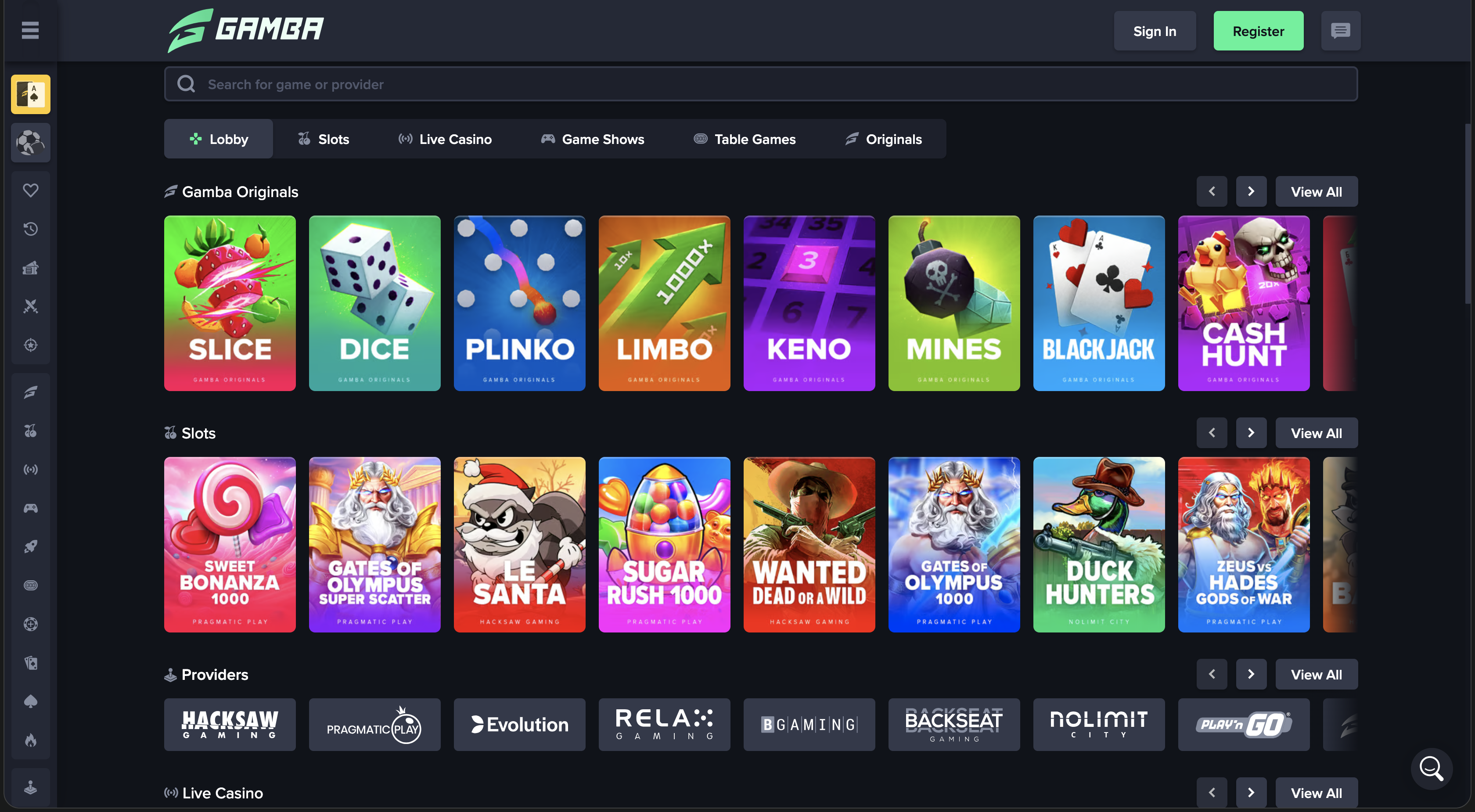 Capture écran Gamba